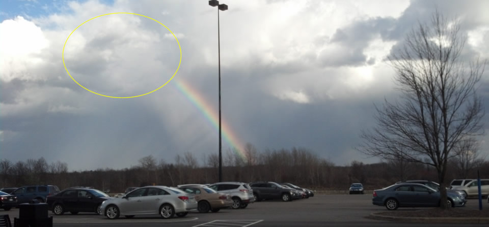 Ra an Egyptian God appeared to me when I saw this beautiful rainbow – The rainbow appears to be flowing from the Gods face which is circled